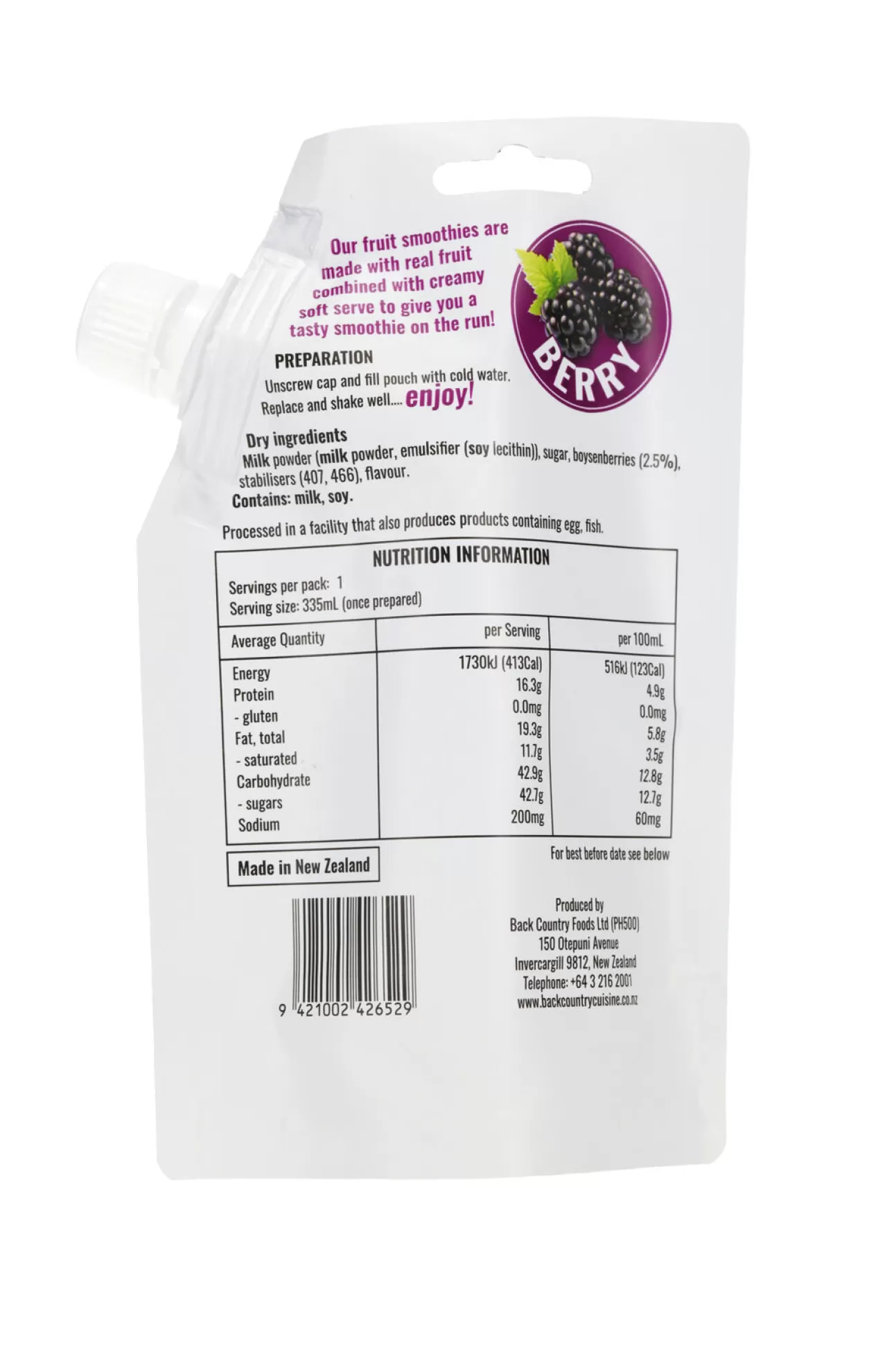 Back Country Cuisine Berry Smoothie —85 G>Macpac Store