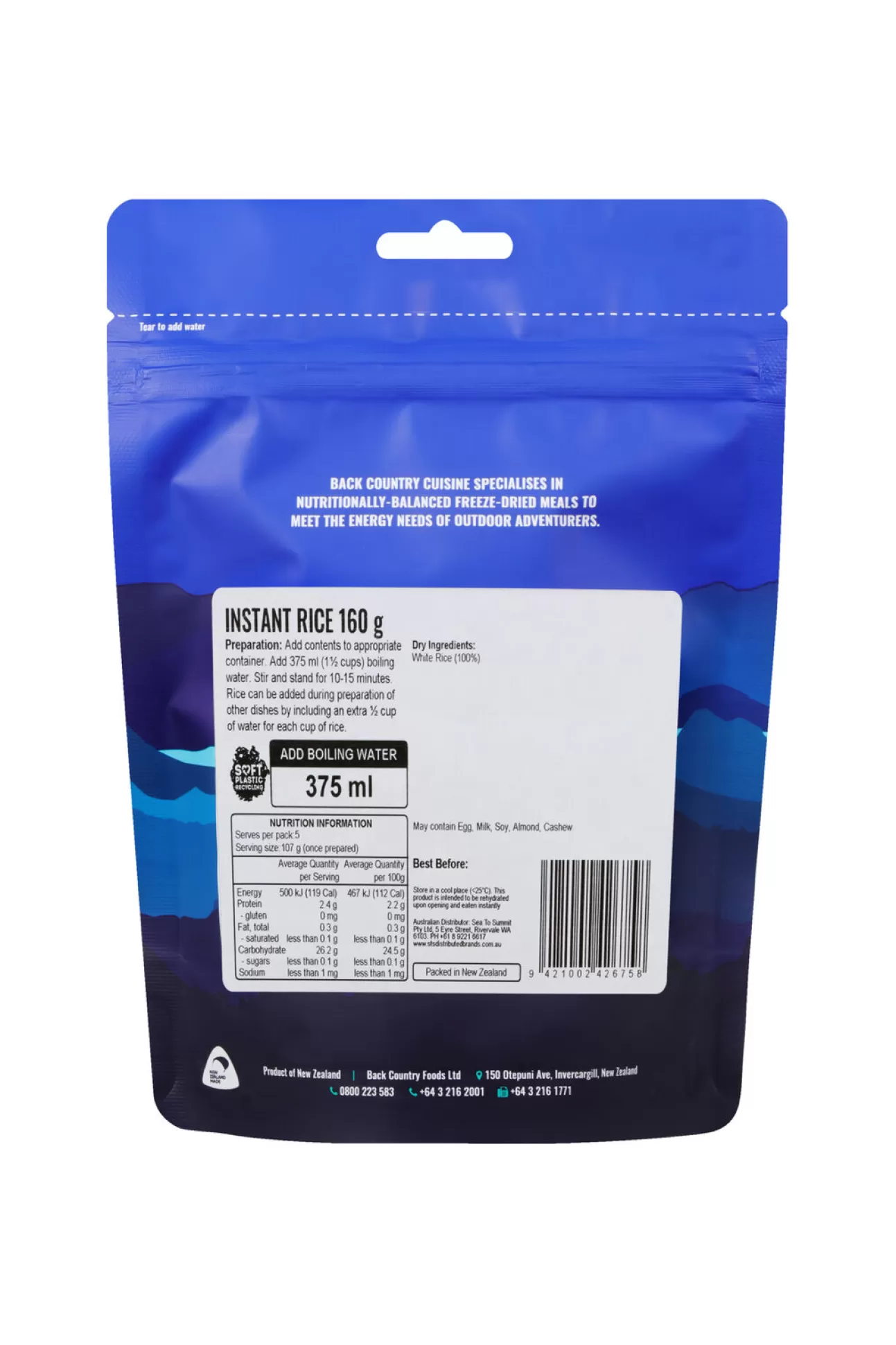 Back Country Cuisine Instant Rice —160 G>Macpac Online